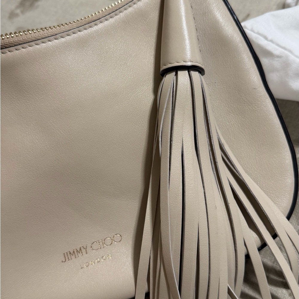 Jimmy Choo Cream Shoulder Bag with Tassel - Picture 6 of 7